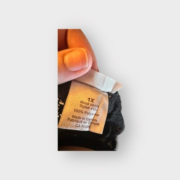 Women’s Tradition 1x Lace Short Sleeve Button Down Top Black Lace 14 16 - Picture 9 of 9